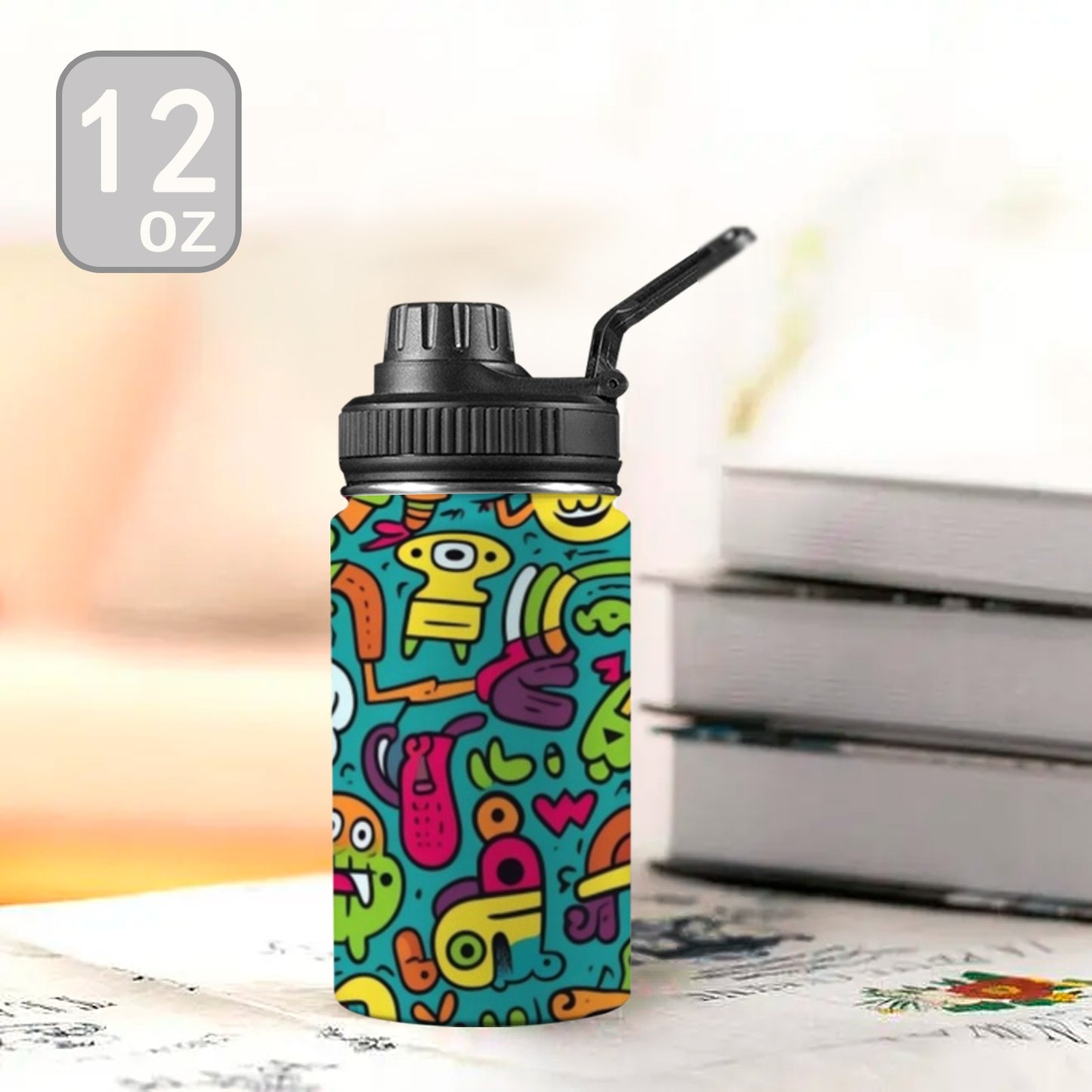 Crazy Characters - Kids Water Bottle with Chug Lid (12 oz)