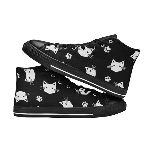 Geometric Cats - Women's High Top Canvas Shoes