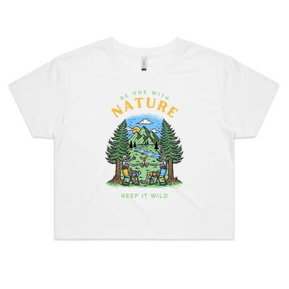Be One With Nature, Skeleton - Women's Crop Tee White Womens Crop Top Environment Summer