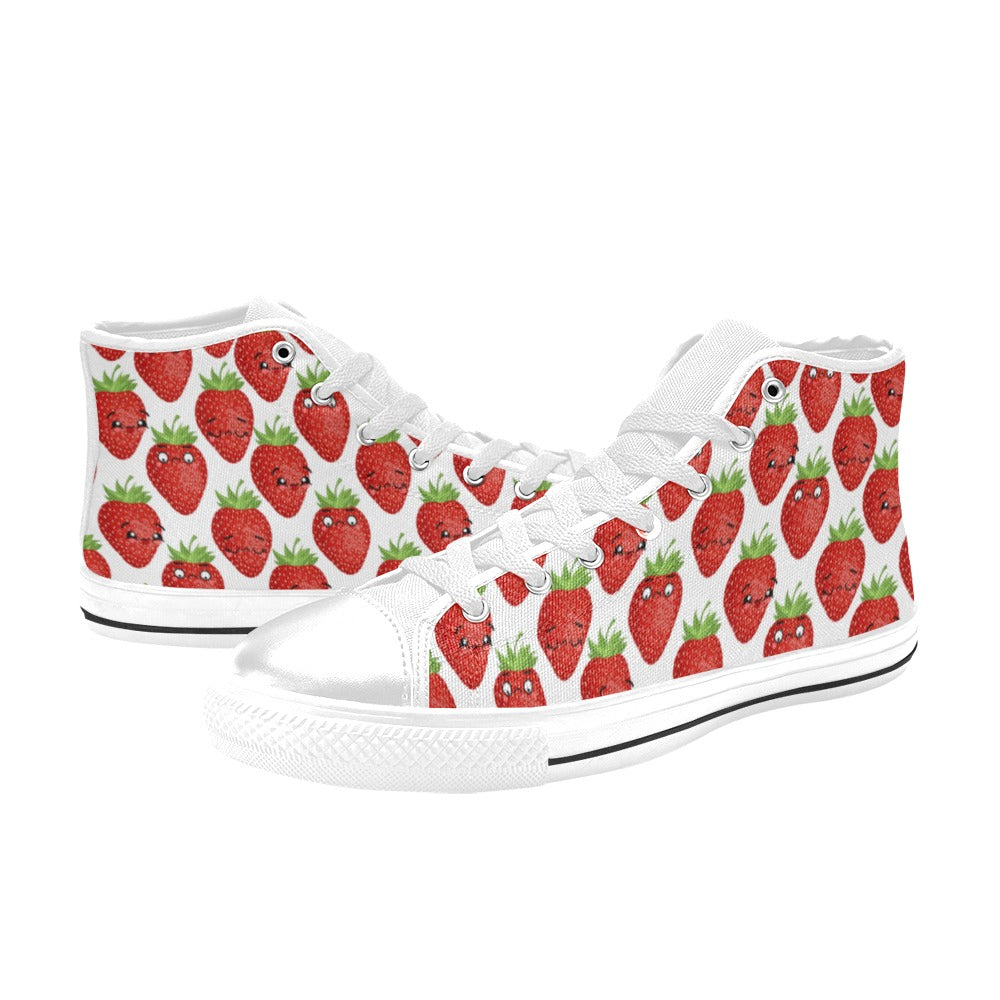 Strawberry Characters - Women's High Top Canvas Shoes