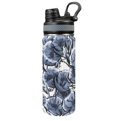 Blue And White Floral - Insulated Water Bottle with Dual-Use Lid (18oz) Insulated Water Bottle with Dual-Use Lid (18oz) Printed Offshore