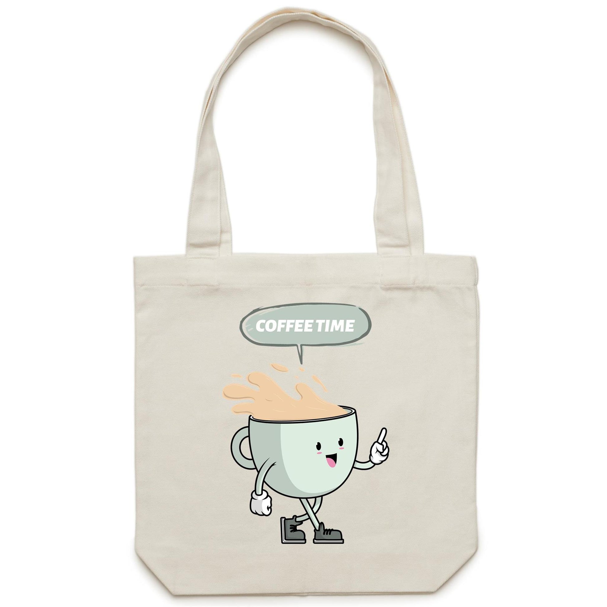 Coffee Time - Canvas Tote Bag Cream One Size Tote Bag Printed In Australia