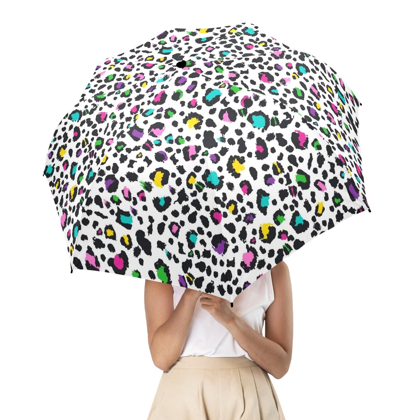 Animal Print In Colour - Semi-Automatic Foldable Umbrella Semi-Automatic Foldable Umbrella