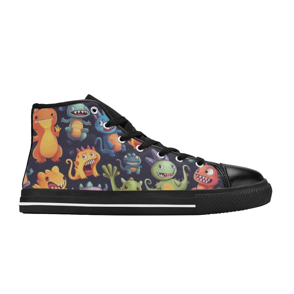 Monster Mania - Kids High Top Canvas Shoes