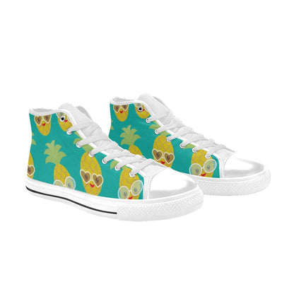 Pineapples With Glasses - Women's High Top Canvas Shoes