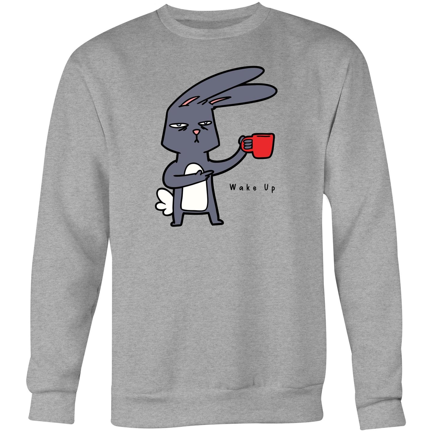 Wake Up, Coffee Rabbit - Crew Sweatshirt Grey Marle Sweatshirt animal Coffee