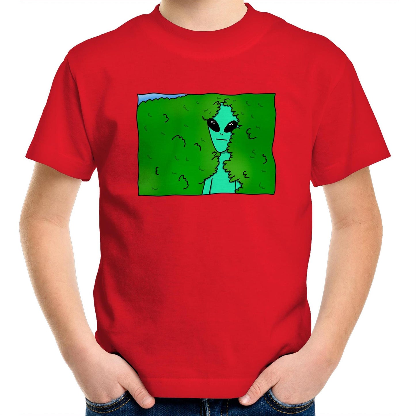 Alien Backing Into Hedge Meme - Kids Youth T-Shirt