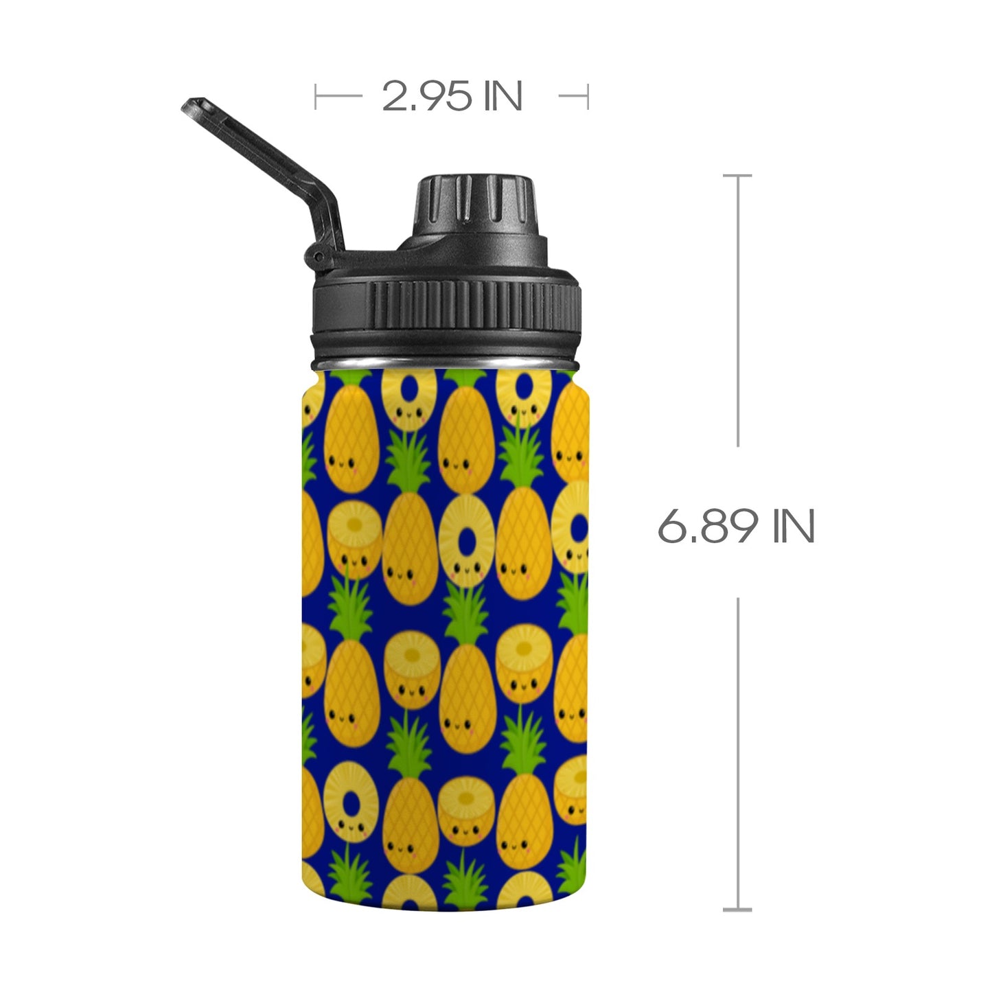 Happy Pineapples - Kids Water Bottle with Chug Lid (12 oz) Kids Water Bottle with Chug Lid Printed Offshore