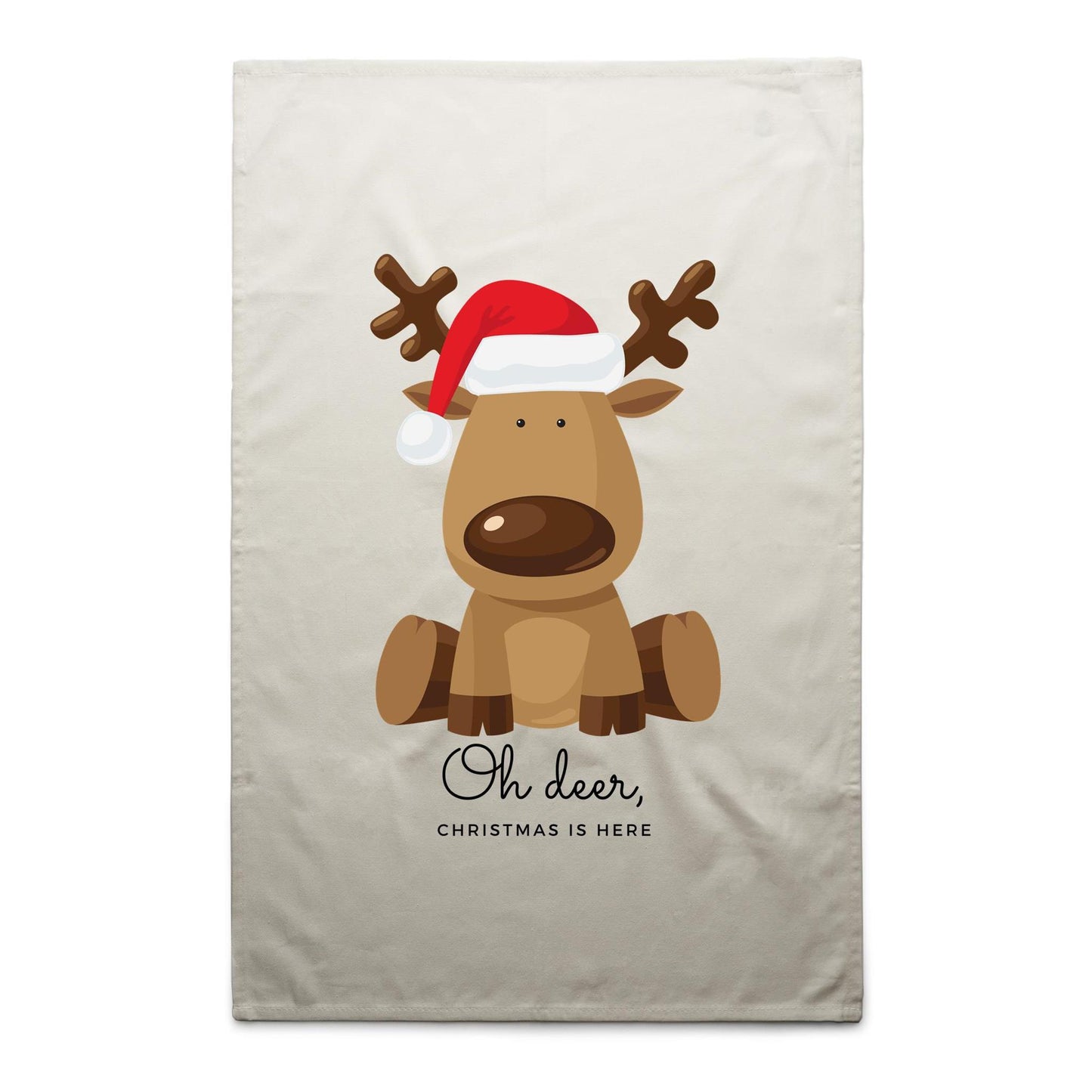 Oh Deer, Christmas Is Here, Reindeer - AS Colour Tea Towel