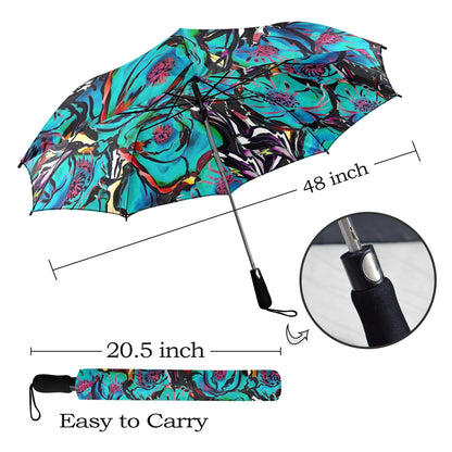 Flower It Blue - Semi-Automatic Foldable Umbrella Semi-Automatic Foldable Umbrella