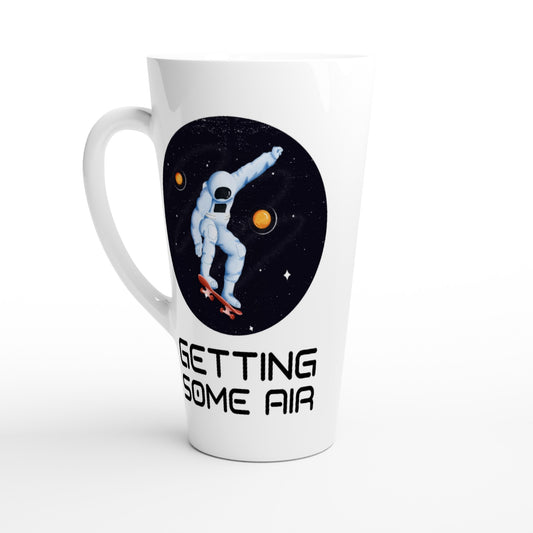 Astronaut Skateboard, Getting Some Air - White Latte 17oz Ceramic Mug Default Title Latte Mug Space