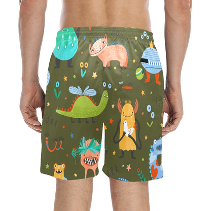 Monsters - Men's Mid-Length Beach Shorts