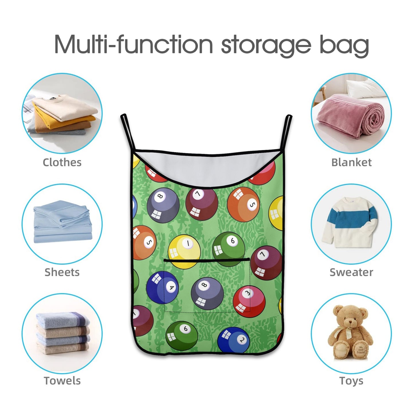 Pool Balls - Hanging Laundry Bag