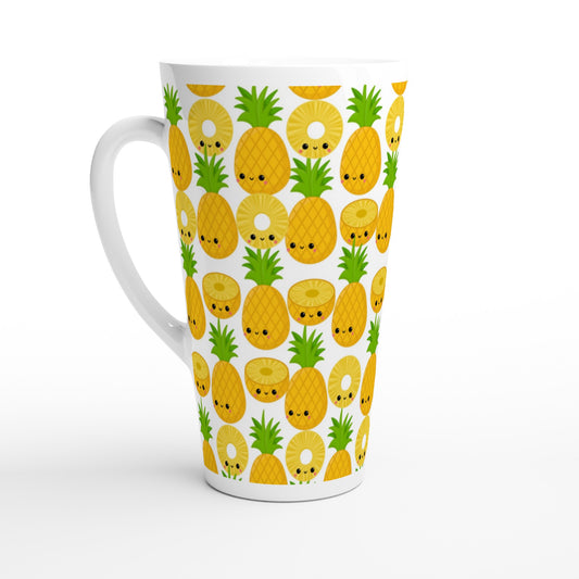 Happy Pineapples - White Latte 17oz Ceramic Mug Default Title Latte Mug food