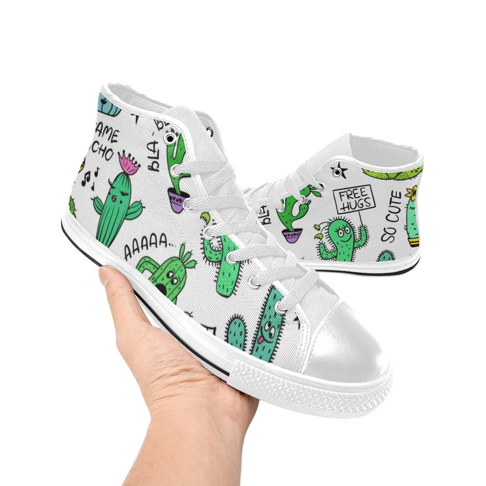 Chatty Cactus - Men's High Top Canvas Shoes