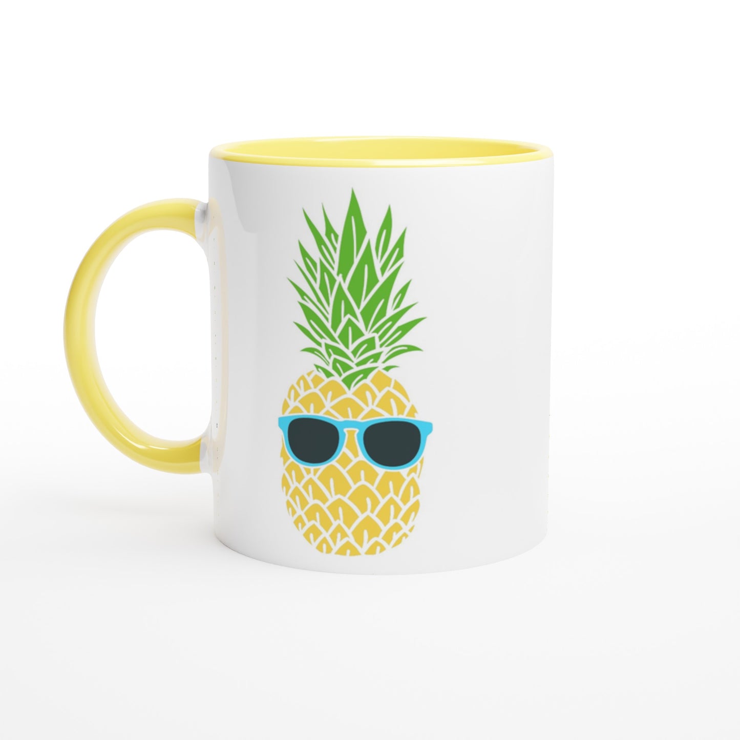 Pineapple With Sunglasses - White 11oz Ceramic Mug with Colour Inside Ceramic Yellow Colour 11oz Mug Food Funny Globally Fulfilled