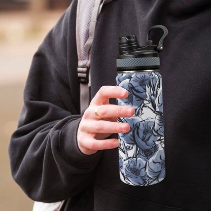 Blue And White Floral - Insulated Water Bottle with Dual-Use Lid (18oz) Insulated Water Bottle with Dual-Use Lid (18oz) Printed Offshore