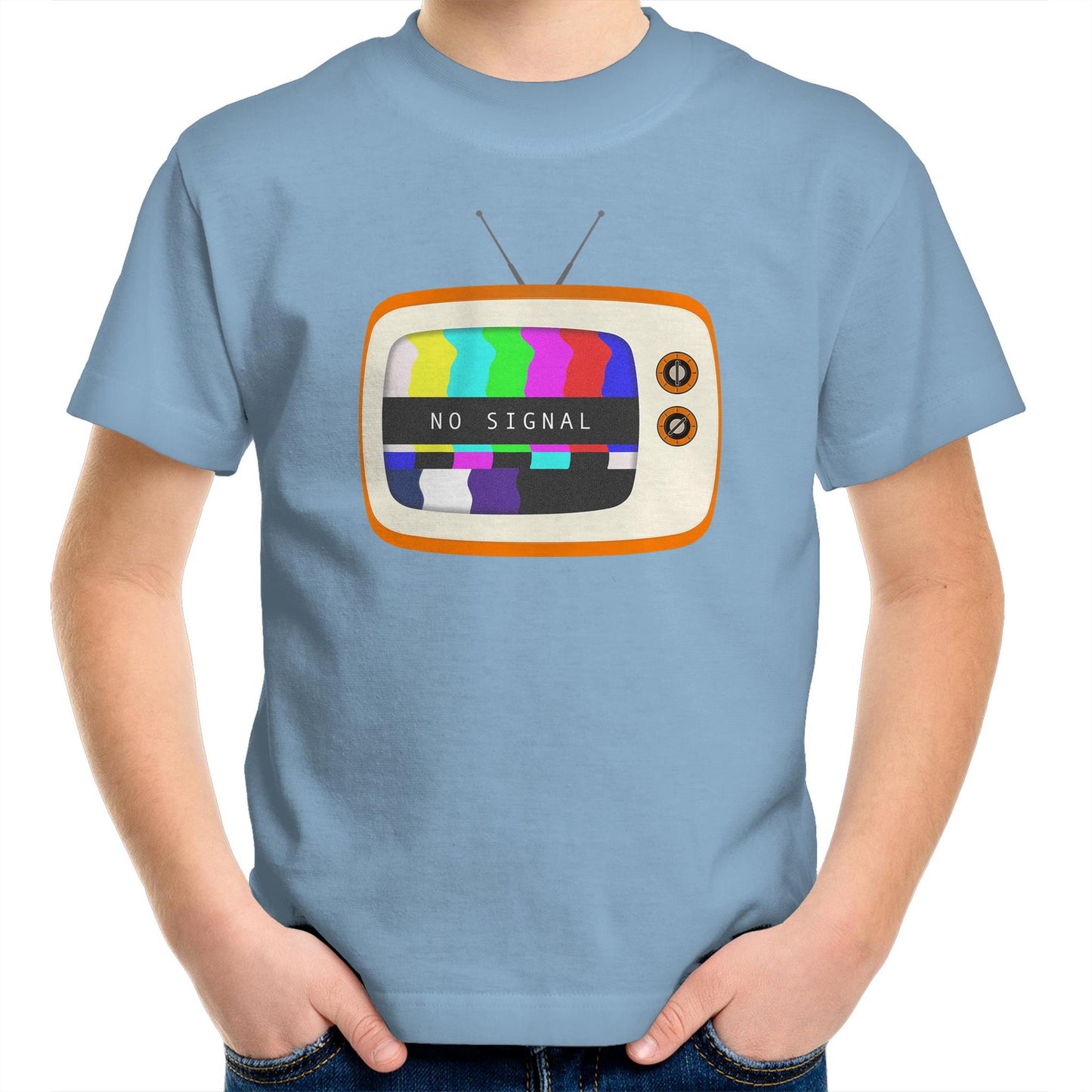 Retro Television, No Signal - Kids Youth T-Shirt Carolina Blue Kids Youth T-shirt Retro