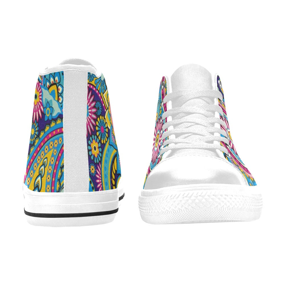 Bright Paisley - Women's High Top Canvas Shoes