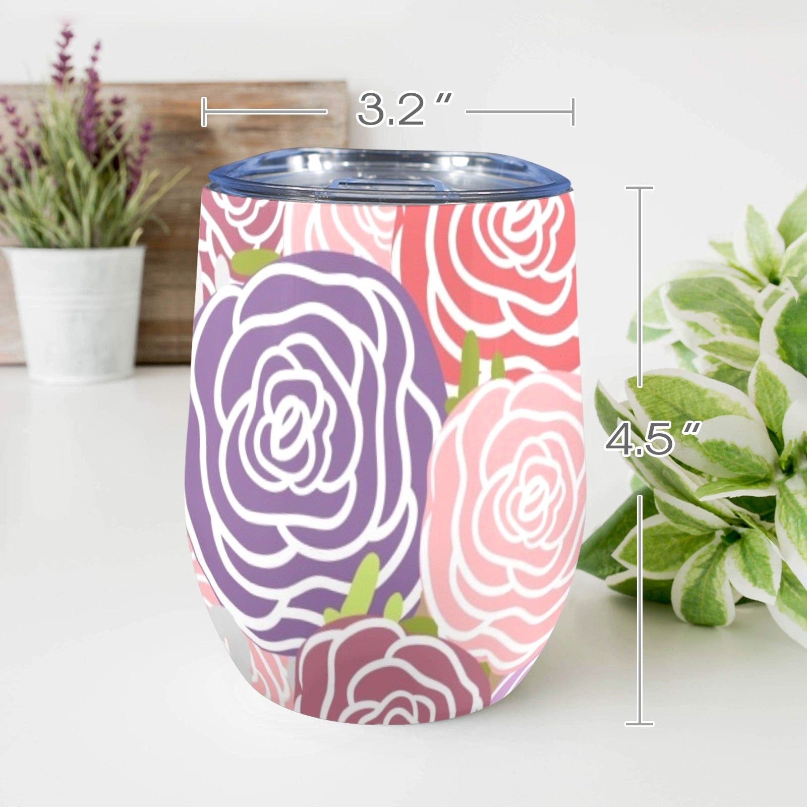 Abstract Roses - 12oz Wine Tumbler 12oz Wine Tumbler Plants Printed Offshore