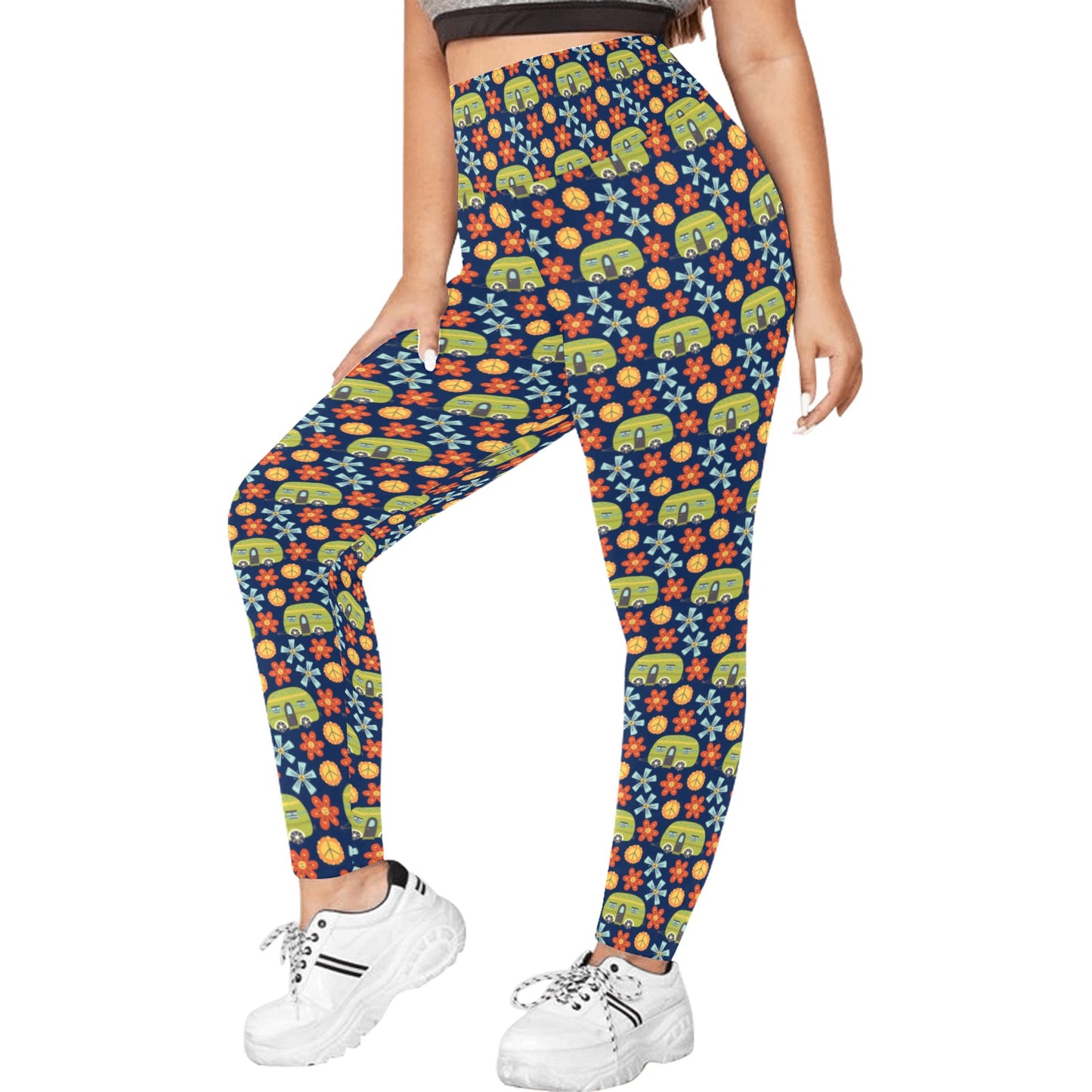 Hippy Caravan - Womens High Waist Leggings (Sizes 16-22)