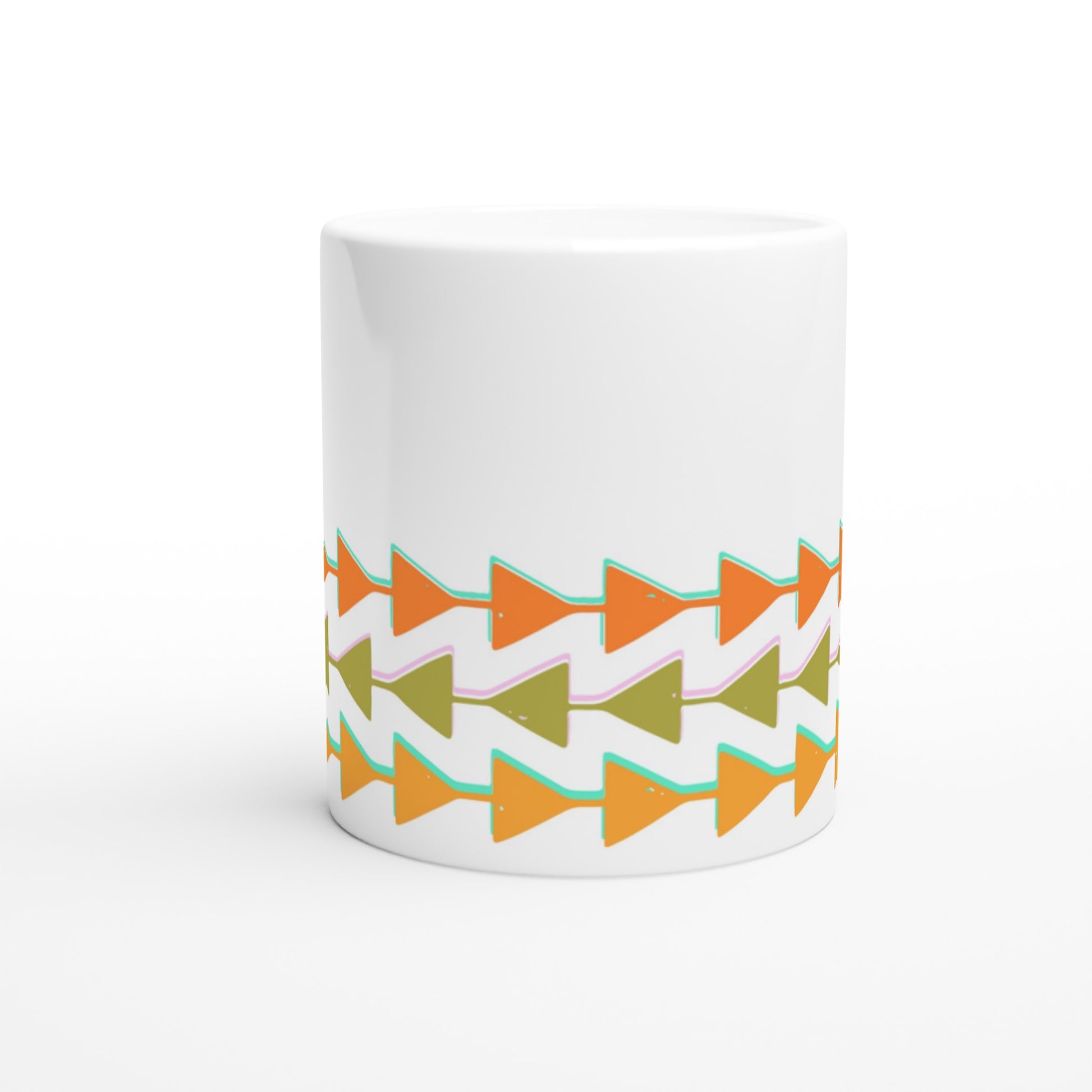 Retro Triangles - White 11oz Ceramic Mug White 11oz Mug Globally Fulfilled Retro