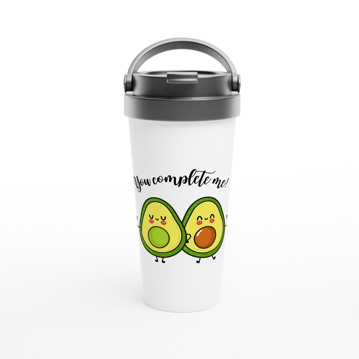 Avocado, You Complete Me - White 15oz Stainless Steel Travel Mug Default Title Travel Mug food Globally Fulfilled Love