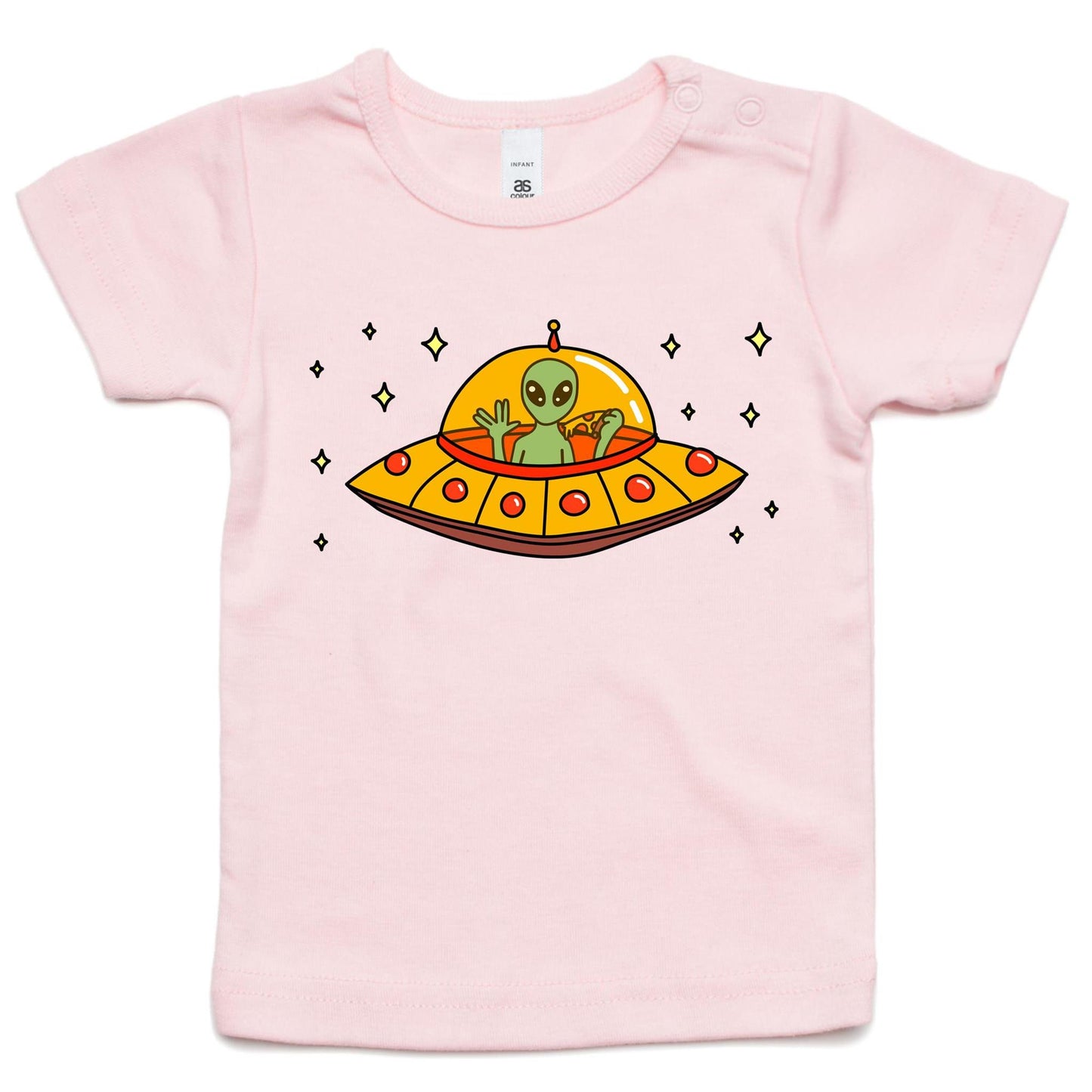 Alien Pizza - Baby T-shirt Pink Baby T-shirt Sci Fi