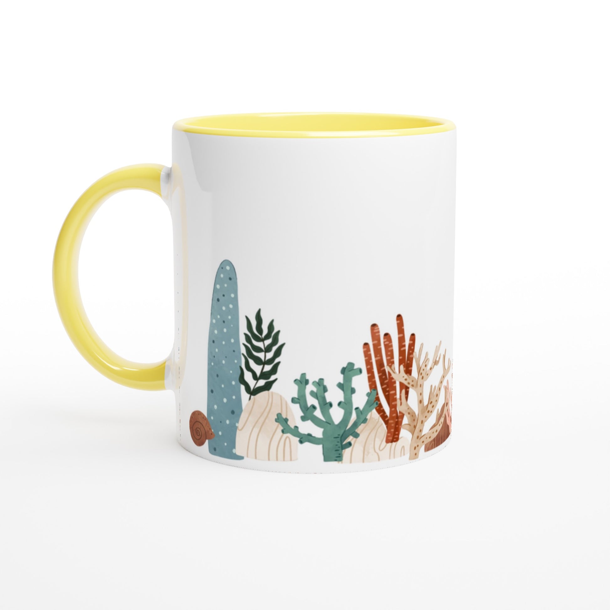 Coral Garden - White 11oz Ceramic Mug with Colour Inside Ceramic Yellow Colour 11oz Mug Environment