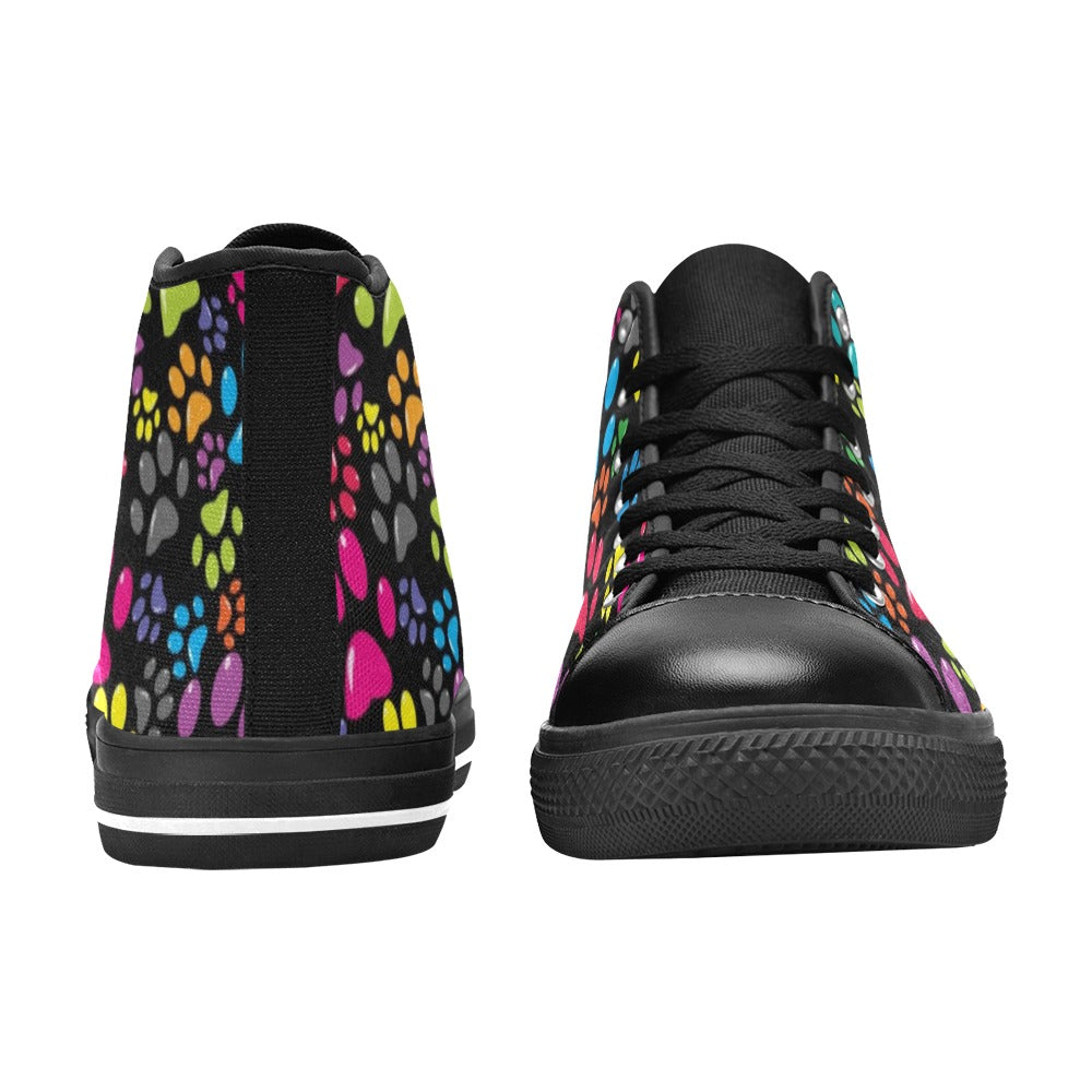 Dog Paws - Women's High Top Canvas Shoes