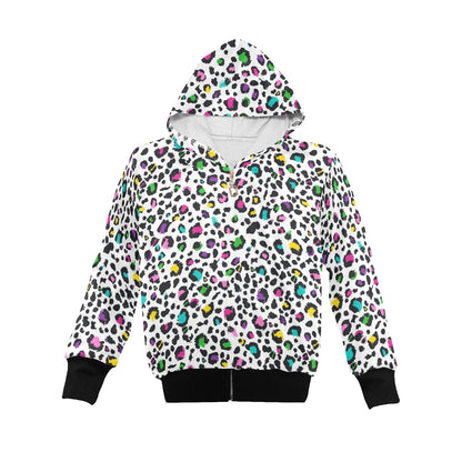 Animal Print In Colour - Senior Girls Zip Up Hoodie