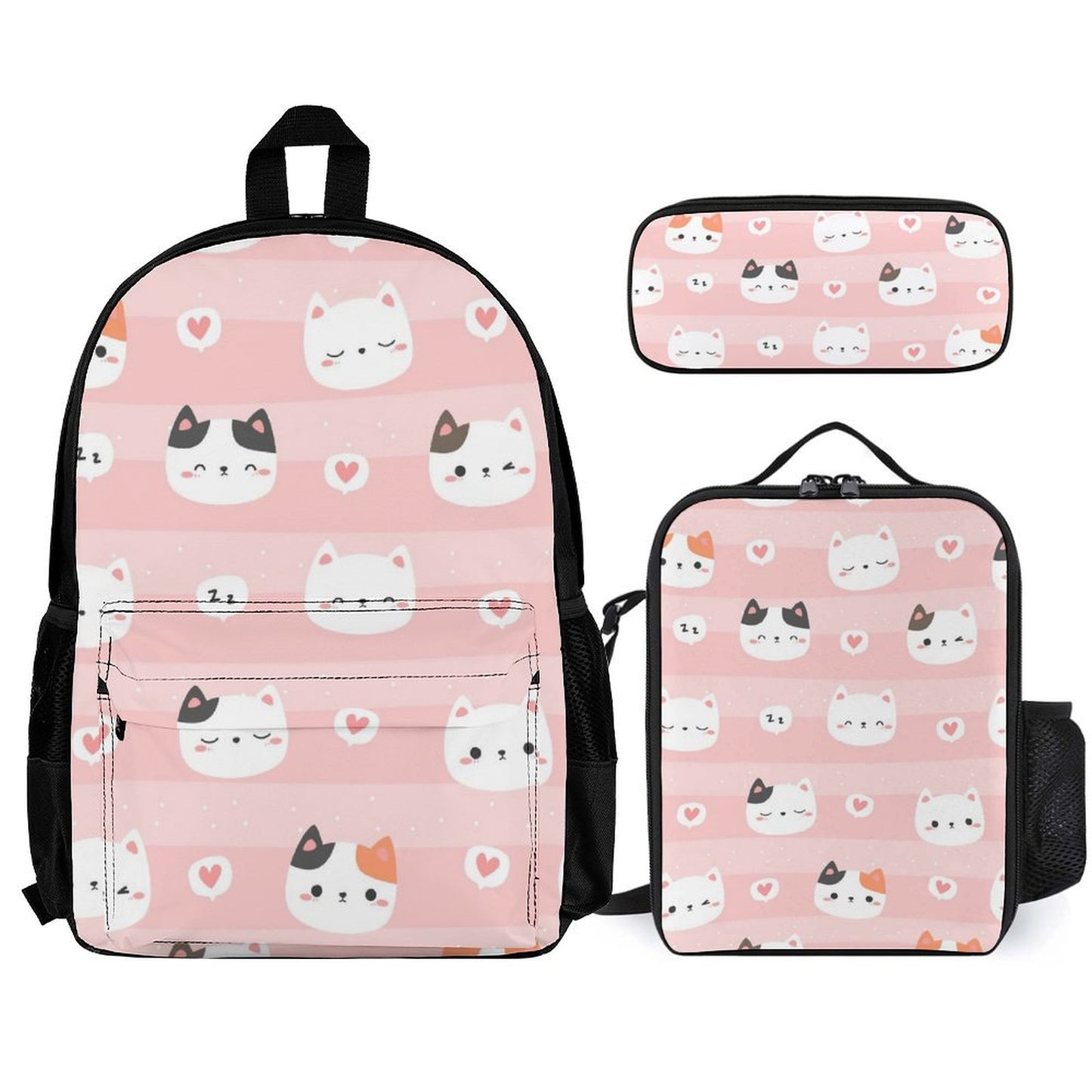 Pink Cats - School Backpack Three Piece Set