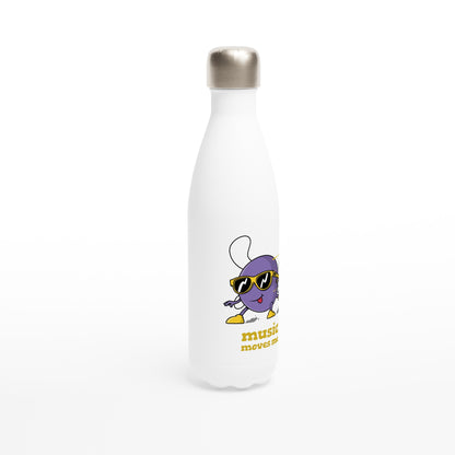 Music Moves Me - White 17oz Stainless Steel Water Bottle White Water Bottle Globally Fulfilled Music