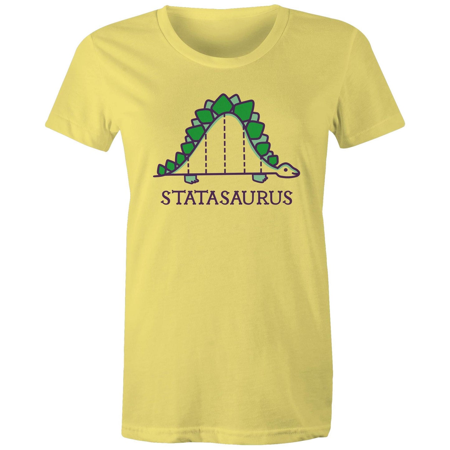 Statasaurus, Maths - Womens T-shirt Yellow Womens T-shirt Maths Printed In Australia