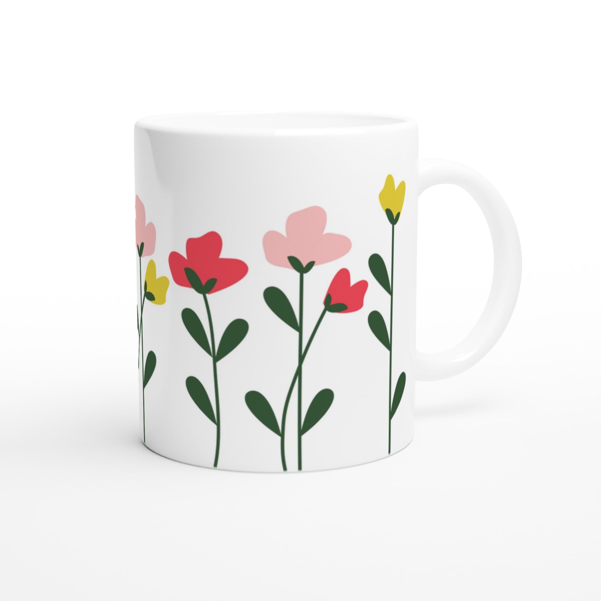 Simple Flowers - White 11oz Ceramic Mug White 11oz Mug Globally Fulfilled Plants