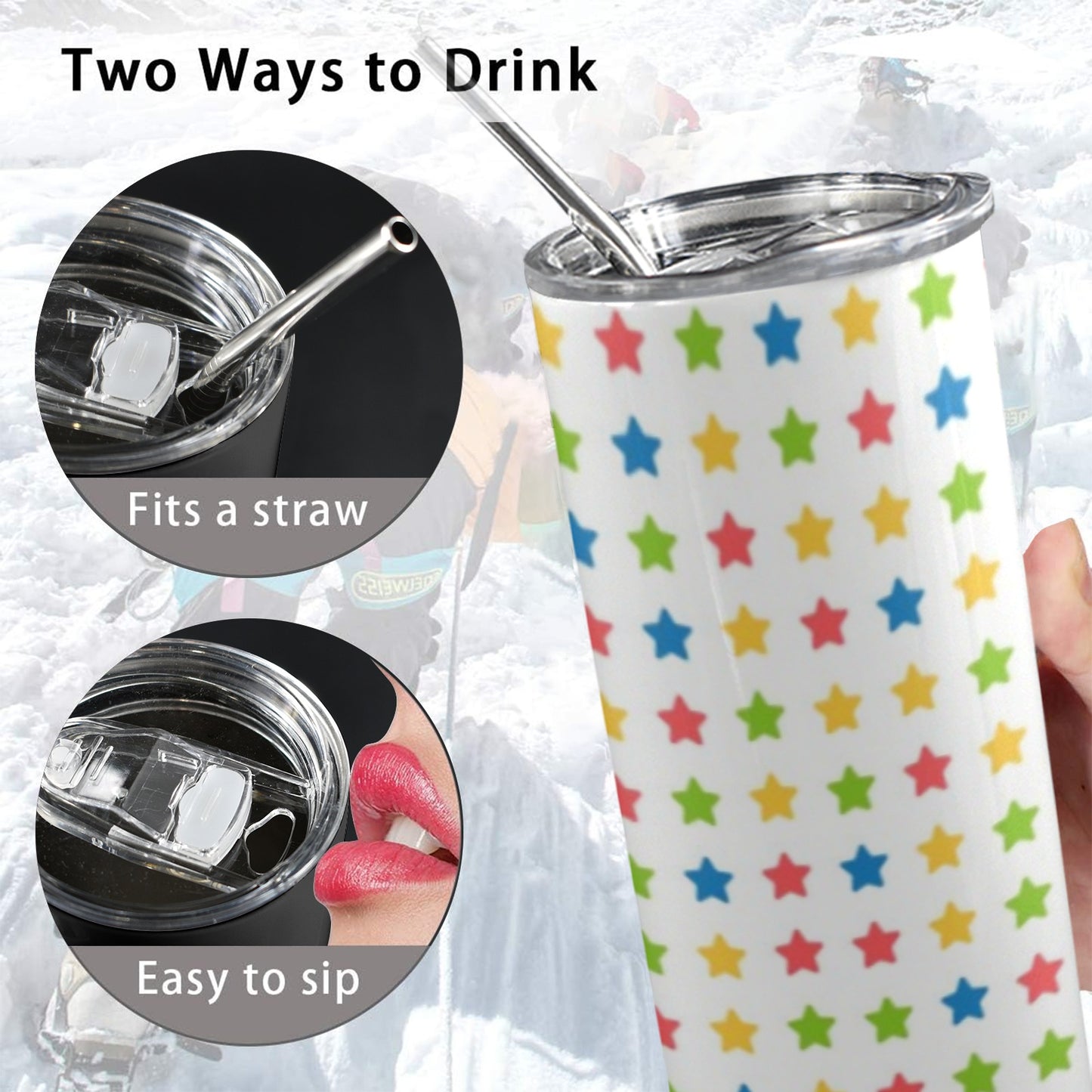 Stars - 20oz Tall Skinny Tumbler with Lid and Straw