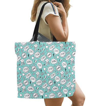 Comic Book Speech Bubbles - Full Print Canvas Tote Bag Full Print Canvas Tote Bag Printed Offshore