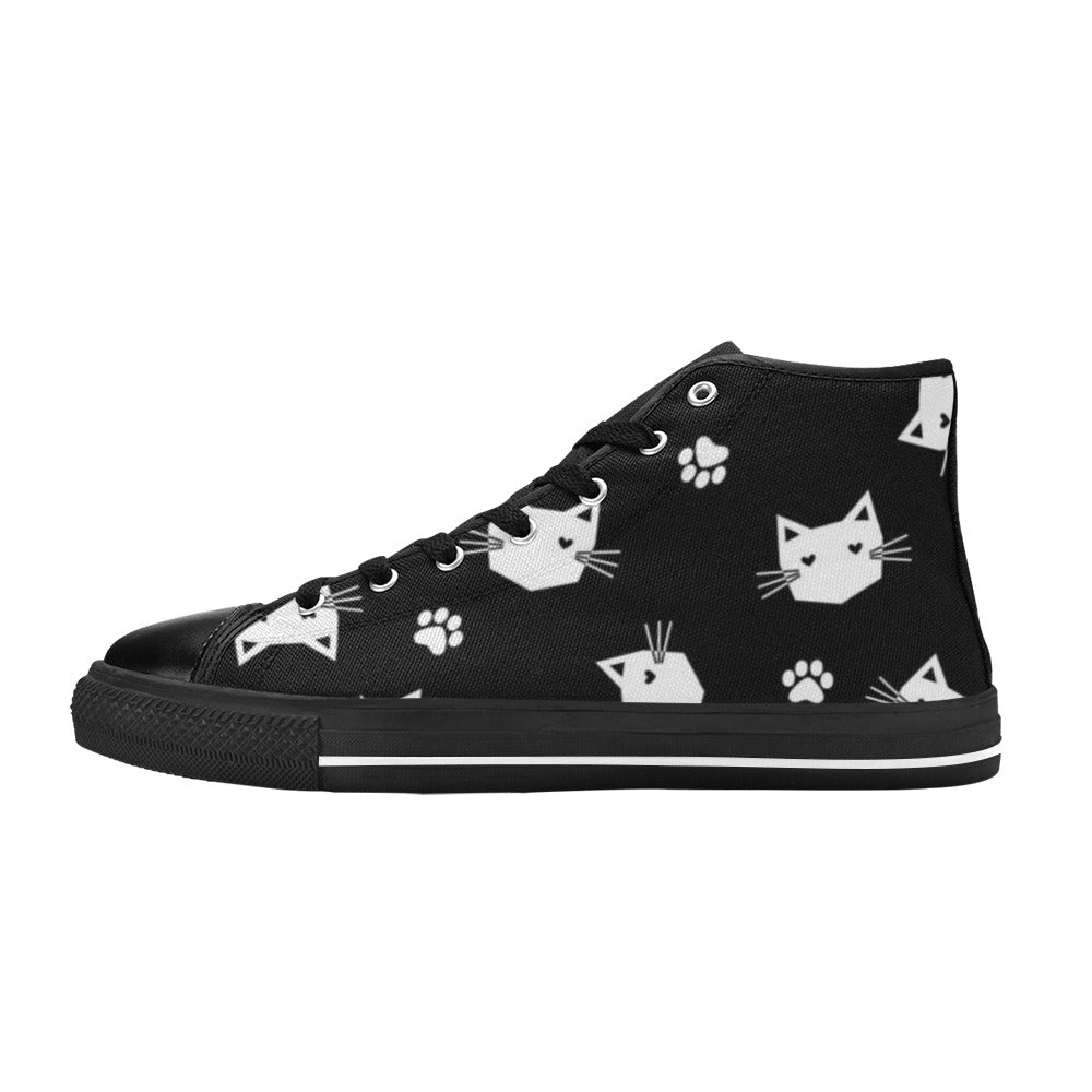 Geometric Cats - Women's High Top Canvas Shoes