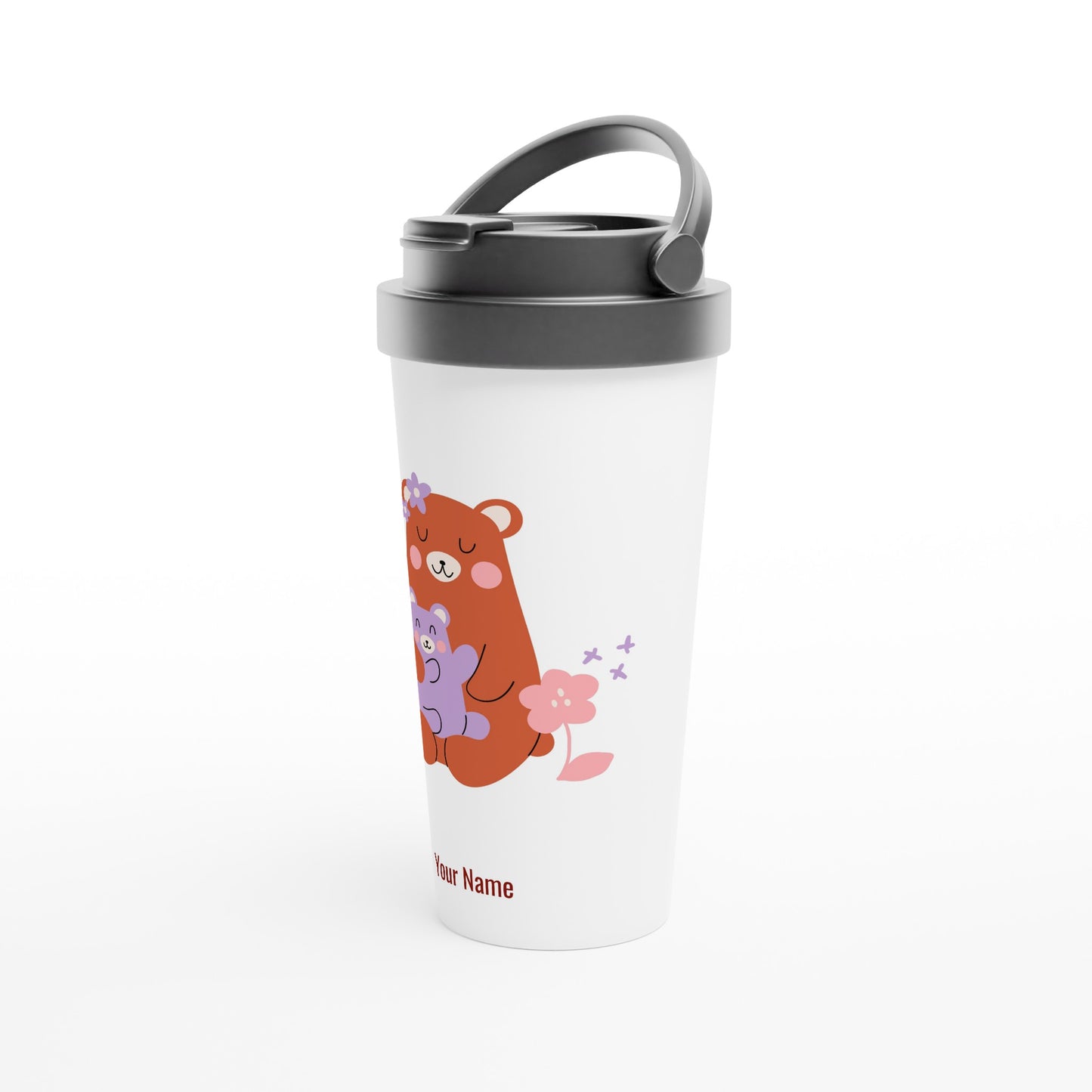 Personalised - Mama Bear - White 15oz Stainless Steel Travel Mug Personalised Travel Mug mum