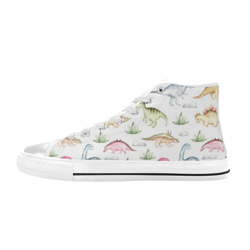 Dinosaur Garden - Kids' High Top Canvas Shoes