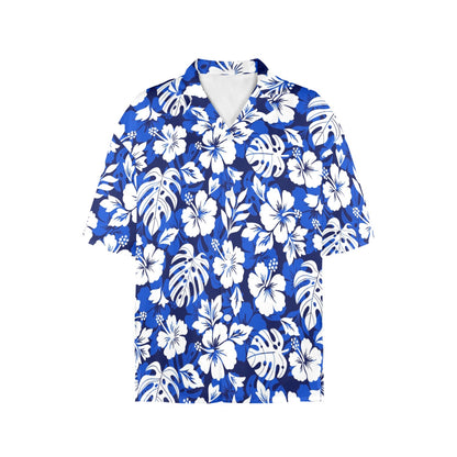 Blue Hawaiian Floral - Womens Hawaiian Shirt