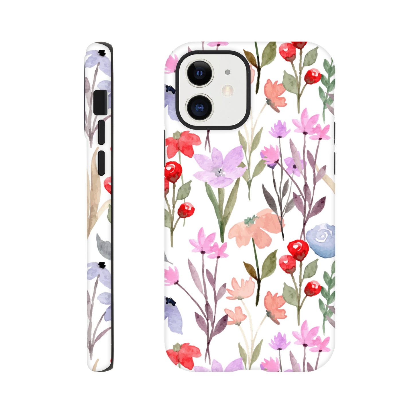 Watercolour Flowers - Phone Tough Case iPhone 12 Phone Case Globally Fulfilled Plants