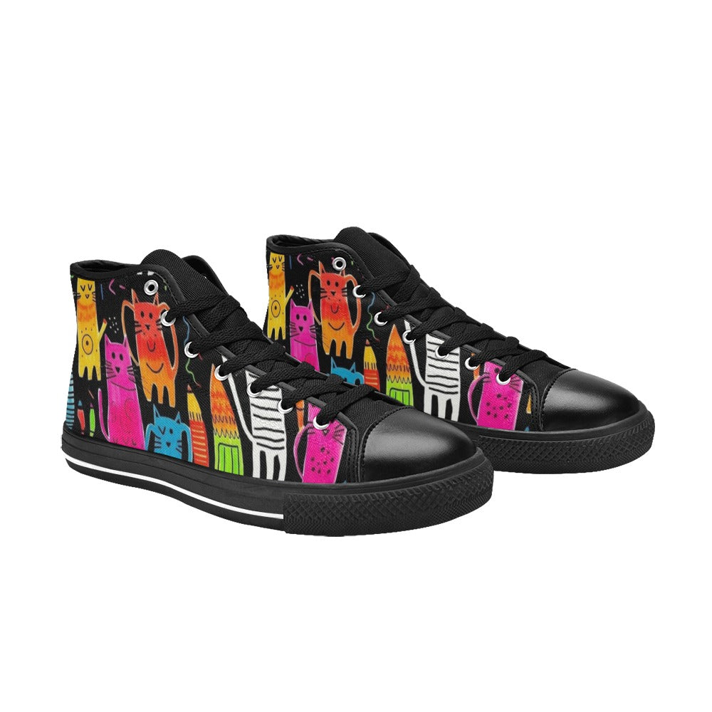 Colourful Cats - Women's High Top Canvas Shoes