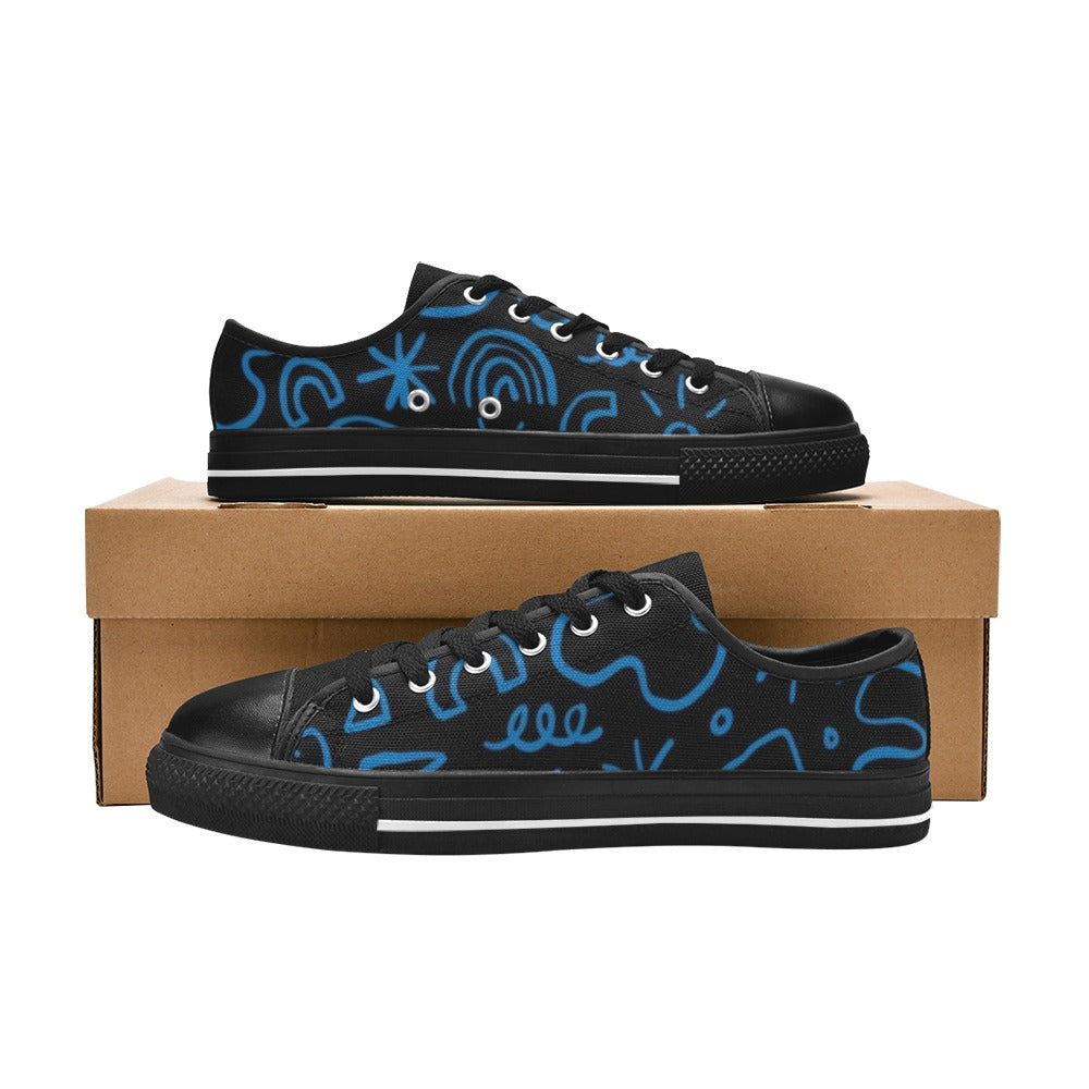 Blue Squiggle - Women's Classic Canvas Shoes