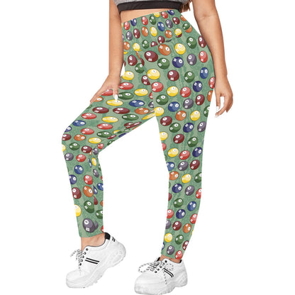 Pool Balls - Womens High Waist Leggings (Sizes 16-22)