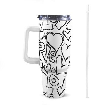 Love - 40oz Tumbler with White Handle