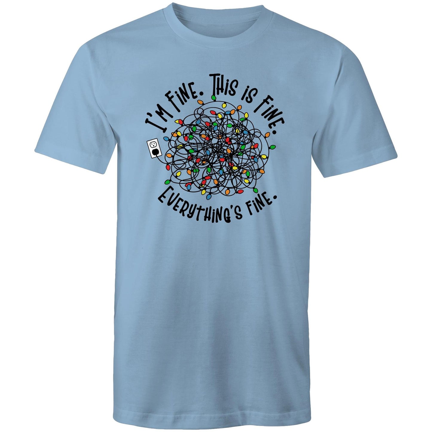 Tangled Christmas Lights, I'm Fine, This Is Fine, Everything Is Fine - Mens T-Shirt