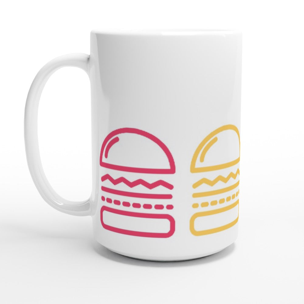 Burger, Burger, Burger - White 15oz Ceramic Mug 15 oz Mug food Globally Fulfilled