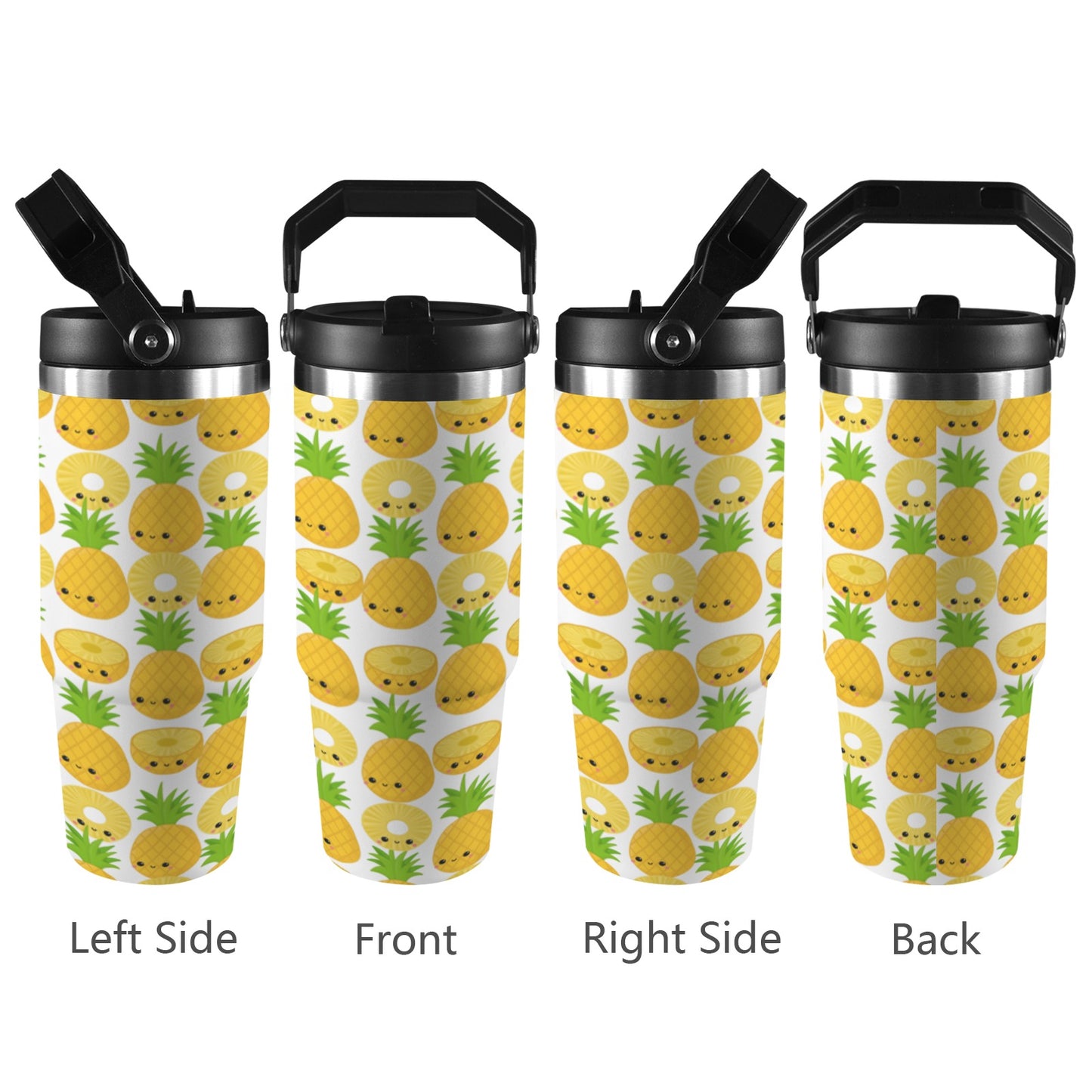 Happy Pineapples - 30oz Tumbler with Top Handle 30oz Tumbler with Top Handle Printed Offshore