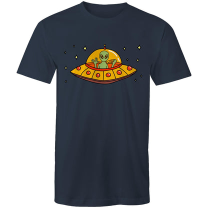 Alien Pizza - Mens T-Shirt Navy Mens T-shirt Sci Fi